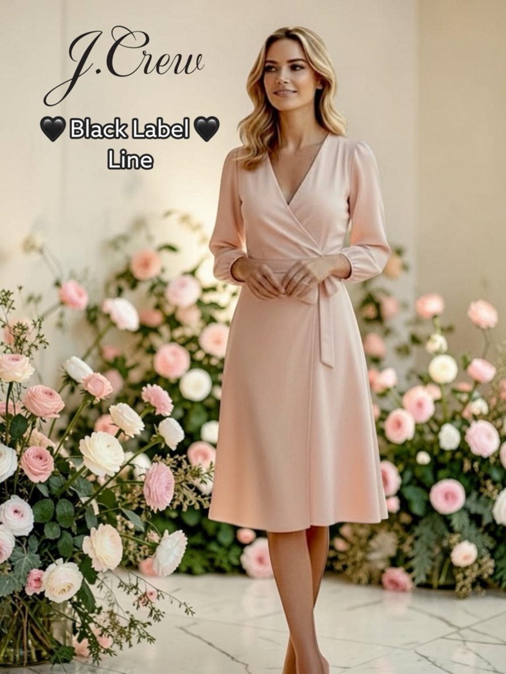NEW J Crew 🖤 Black Label 🖤 Pink Wrap Dress – Wedding Guest, Fully Lined, Size 6